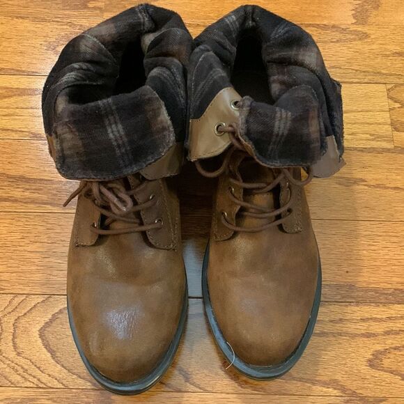 Size 10 Lace up (side zippers) brown work boots with flannel lining NWOT - Picture 9 of 9